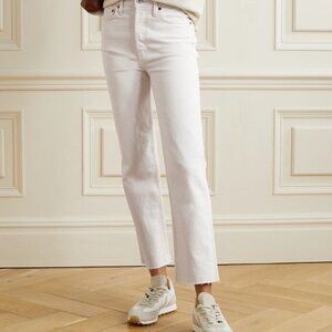 RE/DONE Women's High Rise Stove Pipe Straight Jeans White Size 26 Button Fly